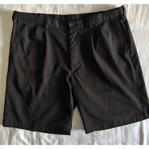 Haggar Men's Cool 18 Pro Men’s Pleated Black Stretch Performance Shorts Size 40